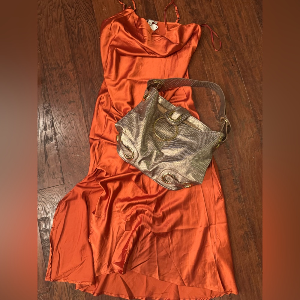 Big Buddha Snake print Bronze Shoulder Bag